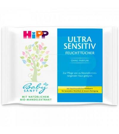 Детские ультранежные влажные салфетки для путишествий HiPP Babysanft Feucht-Tücher Ultra Sensitiv Reisepack 10 шт Hipp