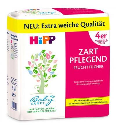 Детские влажные салфетки HiPP Babysanft Feucht-Tücher Zart Pflegend 4 x 56 шт Hipp