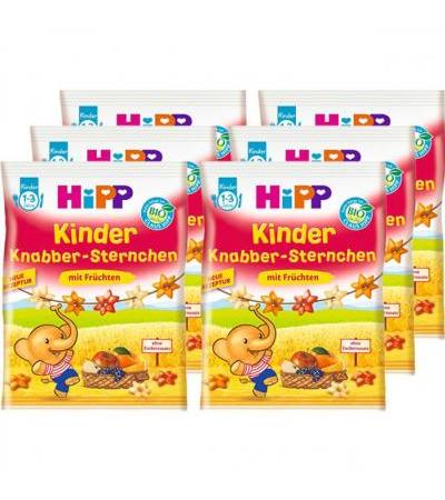 Детское печенье звездочки фруктовые с 12 месяцев HiPP Knabber Sternchen mit Früchten 6 x 30 гр Hipp