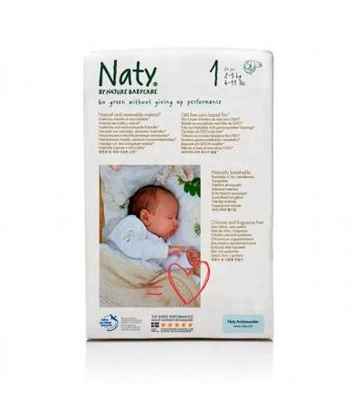 Эко Подгузники By naturale Babycare 1 2-5 кг 26 шт Naty
