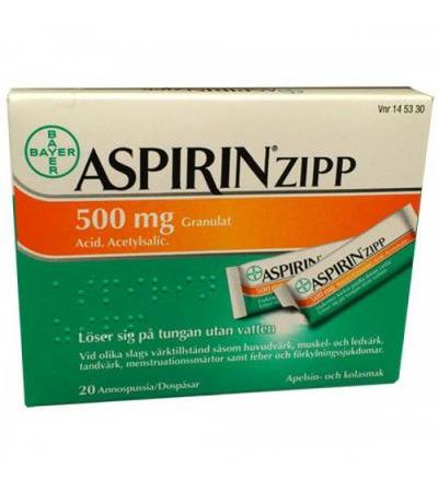 Гранулы Аспирина  жаропонижающие и болеутоляющие Aspirin Zipp Granulat 500 мг 20 пакетиков Bayer