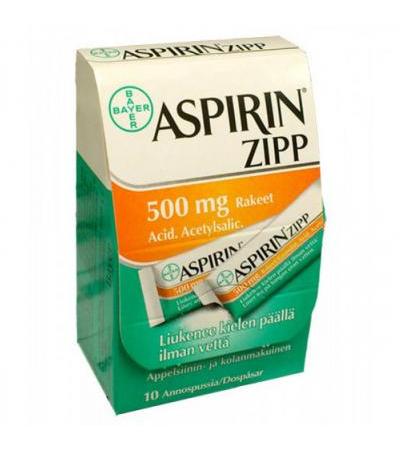 Гранулы Аспирина  жаропонижающие и болеутоляющие Aspirin Zipp Rakeet 500 мг 10 пакетиков Bayer