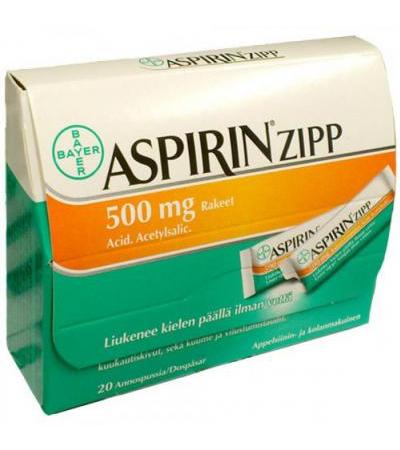 Гранулы Аспирина  жаропонижающие и болеутоляющие Aspirin Zipp Rakeet 500 мг 20 пакетиков Bayer