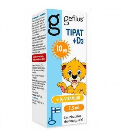 Капли с молочнокислыми бактериями Gefilus LGG Droppar (Tipat) с витамином D3 7,5 мл Gefilus