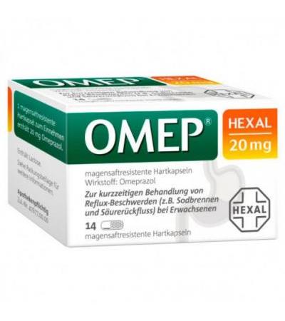 Капсулы для понижения кислотности в желудке OMEP HEXAL 20 mg magensaftresistente Hartkapseln 14 шт HEXAL