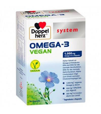 Капсулы Омега-3 для вегетарианцев DOPPELHERZ Omega-3 vegan system Kapseln 60 шт DoppelHerz