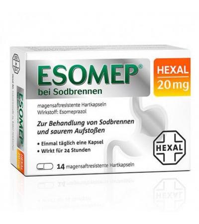 Капсулы от изжоги ESOMEP HEXAL bei Sodbrennen 20 mg magensaftr.Hkp 14 шт HEXAL