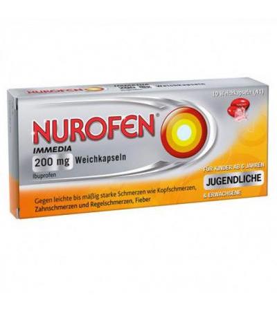 Капсулы от лихорадки и головной боли NUROFEN Immedia 200 mg Weichkapseln 10 шт Nurofen
