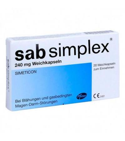 Капсулы от метеоризма SAB simplex 240 mg Weichkapseln 20 шт Sab Simplex