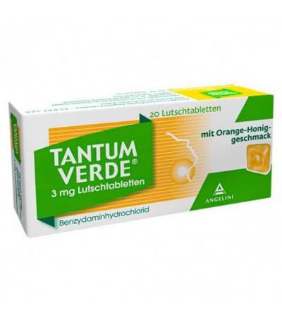 Пастилки от боли в горле со вкусом апельсина TANTUM VERDE 3 mg Lutschtabl.m.Orange-Honiggeschm 20 шт Tantum Verde