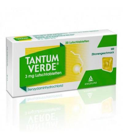 Пастилки от боли в горле со вкусом лимона TANTUM VERDE 3 mg Lutschtabl.m.Zitronengeschmack 20 шт Tantum Verde