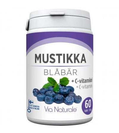 Препарат для защиты клеток Mustikka + C-vitamiini 60 таблеток Via Naturale
