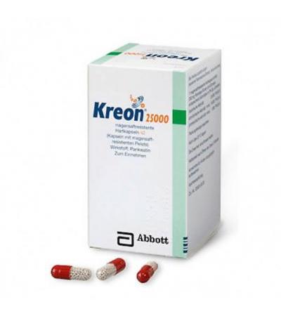 Препарат KREON 25.000 Hartkps.m.magensaftr.überz.Pellets улучшающий процессы пищеварения 50 капсул Abbott