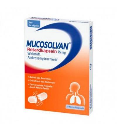 Препарат лазолван от кашля MUCOSOLVAN Retardkapseln 75 mg 10 капсул MUCOSOLVAN