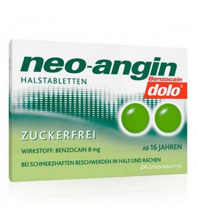 Препарат от боли в горле без сахара NEO ANGIN Benzocaine dolo Pill Free Sugar 24 шт NEO ANGIN