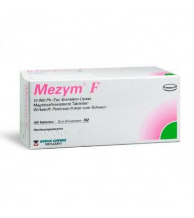 Препарат при пищеварительных растройствах Мезин MEZYM F magensaftresistente 100 таблеток Mezym