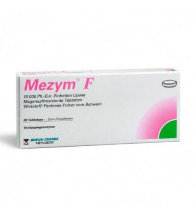 Препарат при пищеварительных растройствах Мезин MEZYM F magensaftresistente 20 таблеток Mezym