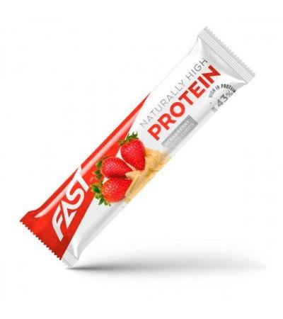 Протеиновый батончик NATURALLY HIGH PROTEIN в белом шоколаде с клубникой 35 гр FAST