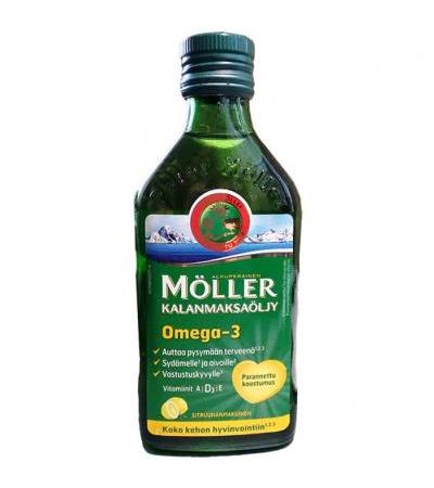 Рыбий жир Омега-3 с лимоном Moller Omega-3 250 мл рыбий жир омега 3 купить