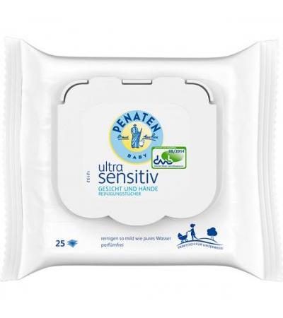 Салфетки чистящие для детей Penaten Reinigungstücher Gesicht + Hände 12 x 25 шт PENATEN