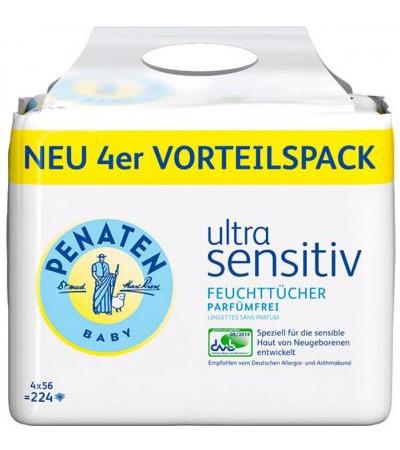 Салфетки для младенцев Penaten Baby Ultra Sensitive 4 x 56 шт PENATEN