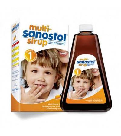 Сироп мультивитаминный без сахара для маленьких детей от 1 года MULTI SANOSTOL Sirup ohne Zuckerzusatz 260 гр Sanostol