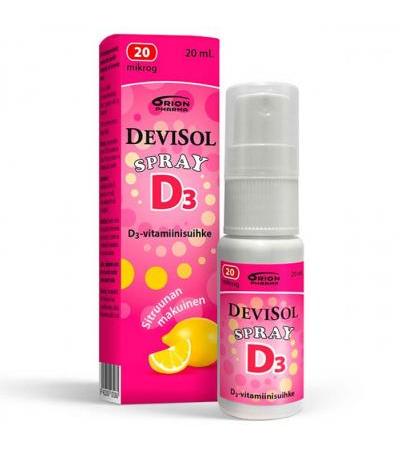 Спрей с витамином Д лимонный вкус DEVISOL SPRAY 20 MIKROG SITRUUNAN MAKUINEN 20 мл DeviSol