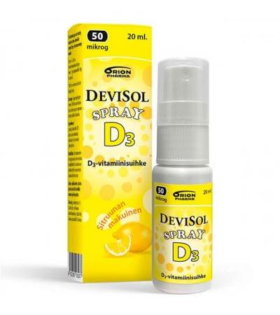 Спрей с витамином Д лимонный вкус DEVISOL SPRAY 50 MIKROG SITRUUNAN MAKUINEN 20 мл DeviSol