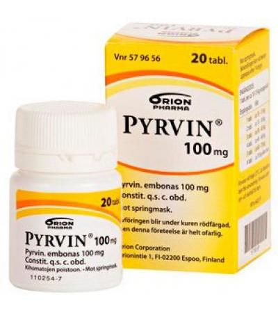Средство от глистов PYRVIN TABLETTI 100MG 20 таблеток Orion