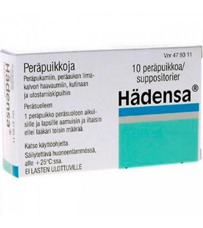 Свечи для успокоения и охлаждения анальных язв HÄDENSA PERÄPUIKKO 10 шт Takeda