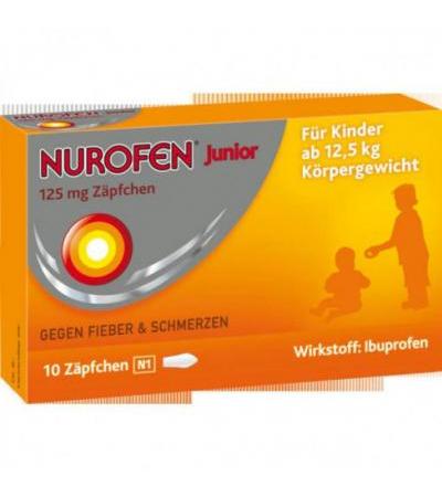 Свечи от лихорадки для детей 125 мг Junior 125 mg Zäpfchen 10 шт Nurofen