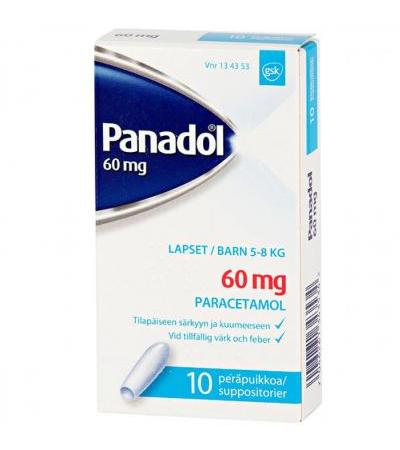 Свечи жаропонижающие PANADOL 60 мг 10 шт. GlaxoSmithKline