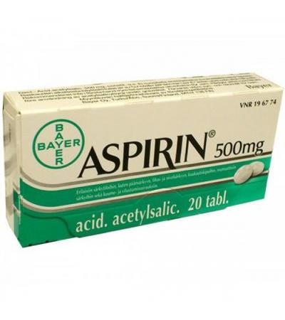Таблетки Аспирина  жаропонижающие и болеутоляющие Aspirin 500 мг 20 таблеток Bayer