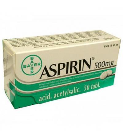 Таблетки Аспирина  жаропонижающие и болеутоляющие Aspirin 500 мг 50 шт Bayer