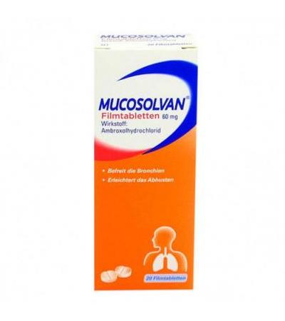Таблетки Лазолван от кашля MUCOSOLVAN Filmtabletten 60 mg 20 шт MUCOSOLVAN