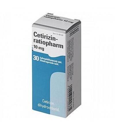 Таблетки от аллергии CETIRIZIN 10 мг 30 шт RatioPharm