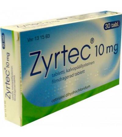 Таблетки от аллергии покрытые оболочкой Zyrtec 10 мг 10 шт. UCB