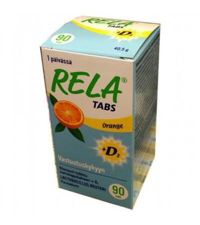 Таблетки с молочно-кислыми бактериями + D3 со вкусом апельсина Rela Tabs Orange (жевательные таблетки) 90 таблеток Rela