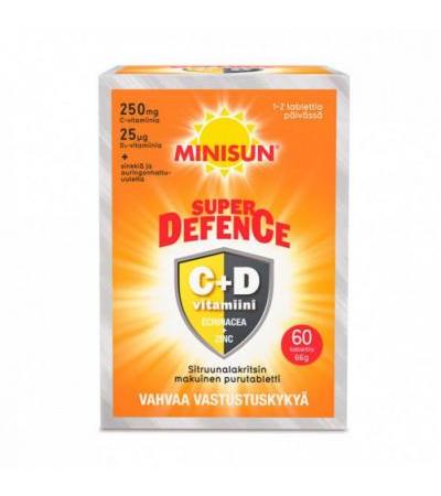 Витамин C +D Super DEFENCE со вкусом лимона и солодки жевательные таблетки 60 шт Minisun ( минисан )