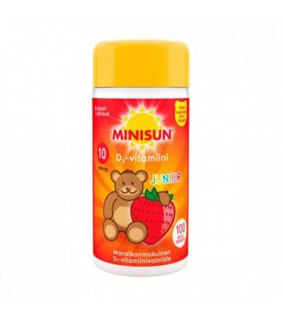Витамин Д для детей с клубничным вкусом мишка JUNIOR 10 мкг жевательные таблетка 100 шт Minisun