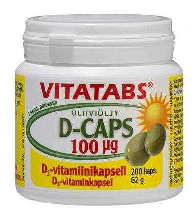 Витамин Д на оливковом масле Vitatabs D-Caps 100 мкг 200 капсул Hankintatukku