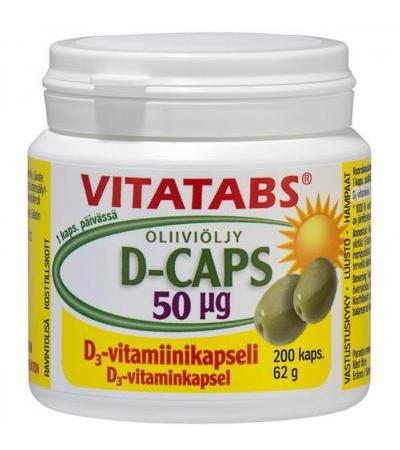 Витамин Д на оливковом масле Vitatabs D-Caps 50 мкг 200 капсул Hankintatukku