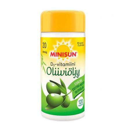 Витамин Д с оливковым маслом OLIIVIÖLJY D-VITAMIINI 20 мкг 120 капсул Minisun