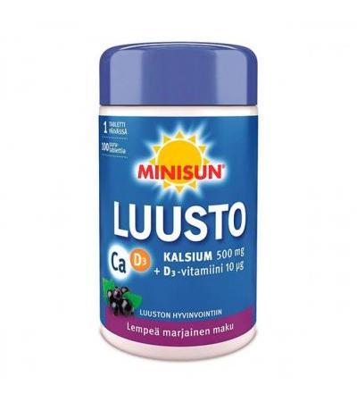 Витамин Minisun LUUSTO KALSIUM 500 мг +D3 10 мкг ягодные жевательные таблетки 100 шт Minisun