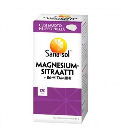 Витамин с магнием MagnesiumSitraatti+B6 120 таблеток Sana-Sol