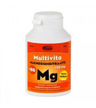 Витаминs с магнием MAGNESIUMSITRAATTI + B6 жевательные таблетки 90 шт MultiVita