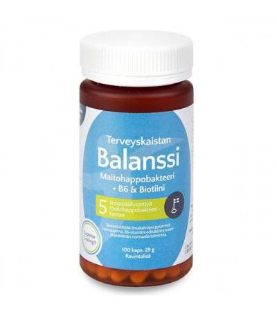 Витамины Balanssi с молочно-кислыми бактериями + B6 + Biotin 100 капсул Terveyskaista