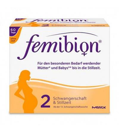 Витамины беременным женщинам без йода FEMIBION Schwangerschaft 2 D3+DHA+400 μg Folat Onhe Job 2 х 60 шт Merck