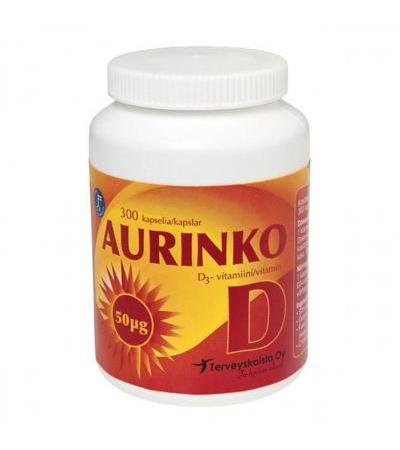 Витамины Д AURINKO D 50 мкг 300 капсул Terveyskaista