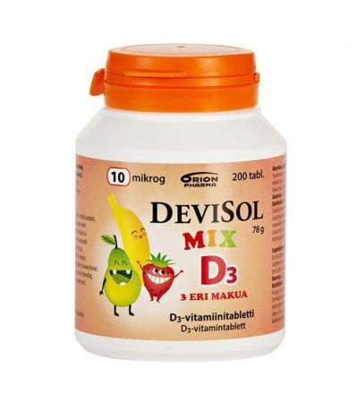 Витамины D3 10 мкг MIX D3-Vitamiini 200 сосательных таблеток Devisol
